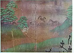 Wall painting on East door of Byōdō-in, Detail