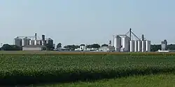 Grain bins in Byron, seen from the south, August 2011
