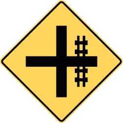 Railway crossing on side road ahead