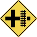 Railway crossing on side road ahead