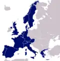 1985 (14 members): Portugal joins (1954–1990 borders)