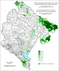 Share of Muslims in Montenegro by settlements 1971