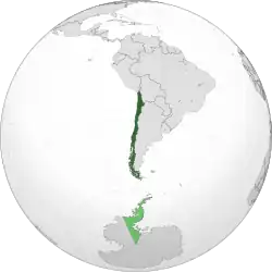 Location of the Socialist Republic of Chile in South America.