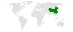 Map indicating locations of China and Liechtenstein