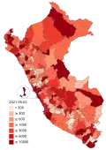 Confirmed cases of COVID-19 in Peru by province.