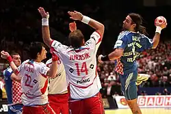 Ivano Balić, the best handball player in history proclaimed by International Handball Federation (IHF), in action