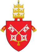 Gules two keys argent saltirewise (Papal coat of arms for Pope Nicholas V, 1447)