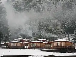 Snow in the winter in Curarrehue, Chile.