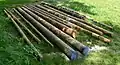 A selection of cabers of various lengths and weights