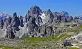 Cima Cadin di San Lucano and Rifugio Lavaredo (lower right)