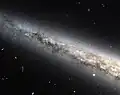 A detailed view of part of the disc of the spiral galaxy NGC 4565 imaged by the Hubble Space Telescope