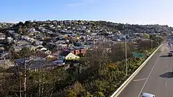 Calton Hill, as seen from above the Dunedin Southern Motorway.