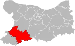 Situation of the canton of Condé-en-Normandie in the department of Calvados