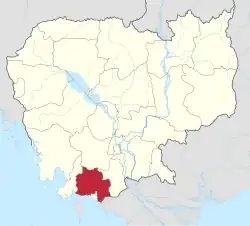 Map of Cambodia highlighting Kampot
