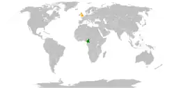 Map indicating locations of Cameroon and United Kingdom