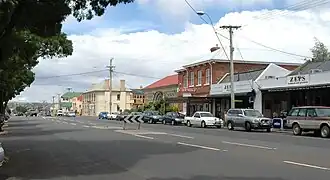 Main road in centre of Campbell Town, opposite rest area