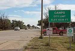 Entering Campo from the north on U.S. Route 287/385 (2015)