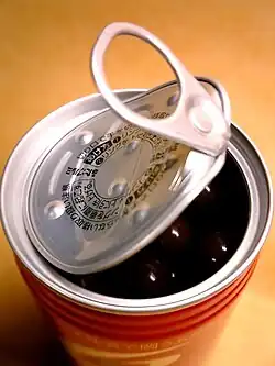 Steel can with an easy-open, full pull-out end