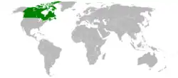 Map indicating locations of Canada and Malta