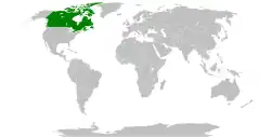 Map indicating locations of Canada and North Macedonia