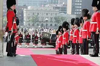 The CGG provide the guard of honour for the last survivor of Canada's 16 Second World War Victoria Cross recipients, Sergeant (Ret) Ernest Alvia “Smokey” Smith, laid in state on Parliament Hill August 9. Ottawa, Ontario, Canada.