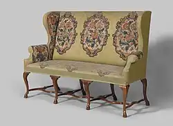 Cabriole legs with hoof feet. Settee, Dutch, circa 1720–50