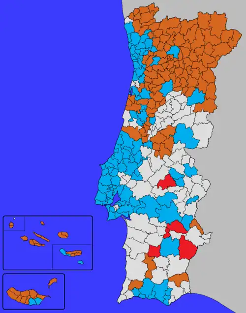 Most voted candidate that did not advance to the second round, by municipality. &nbsp;&nbsp;João Cotrim de Figueiredo &nbsp;&nbsp;Henrique Gouveia e Melo &nbsp;&nbsp;Luís Marques Mendes &nbsp;&nbsp;António Filipe