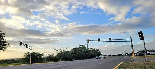 Puerto Rico Highway 161 at Puerto Rico Highway 153 junction between Santa Isabel barrio-pueblo and Boca Velázquez