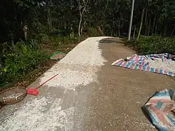 Drying on road to be used for pig and chicken feed