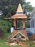 Belfry construction took several weeks with detailed craftwork done by various volunteers.