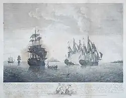 Lithograph of the battle by Dominic Serres