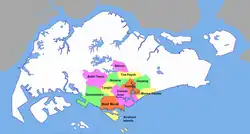 Planning areas in the Central Region (excluding those in the Central Area, which is depicted as if it were a single PA)