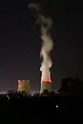 Night view of the cooling tower