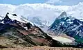 Cerro Solo (left), Laguna Torre, and Fitz Roy (right)