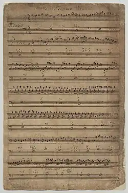 Handwritten sheet music for violin and continuo parts