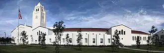 Panorama of Newport Harbor High School's new Robin-Loats Building