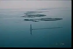 The Chandeleur Islands after Hurricane Georges; the islands are flooded and defoliated