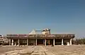 View of the building from the adjacent plaza