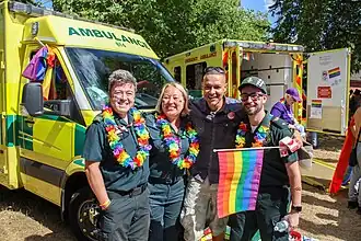 Local Ambulance Service and MP Clive Lewis (third from left) in 2018