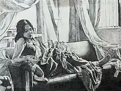 A charcoal sketch of a woman by Mehul Garg, an Indian artist, 2025