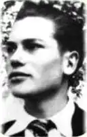 Black and white photo of the face of Charles Blétel, young leader of the Cize camp.