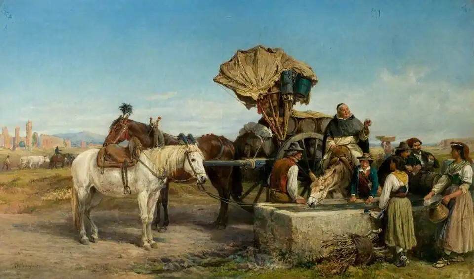 Wine Cart, the Roman Campagna by Charles H. Poingdestre