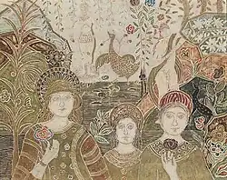 Charles Prendergast, The Offering, c. 1916-1917, tempera and gold leaf on carved panel, 20 x 25 in, private collection.[13]