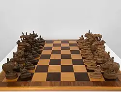 Antique figurine chess set from India