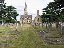 Cheltenham Crematorium (right, conjoined to Cemetery Chapel)