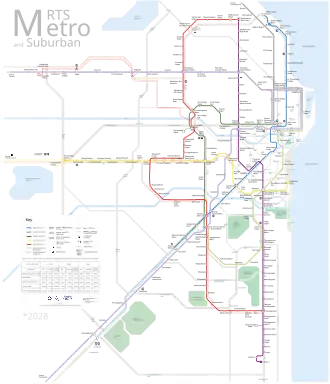 Map of Chennai's urban rail network with operational, under-construction and planned lines