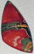 Red-green-and-yellow jasper cabochon, Cherry Creek, China