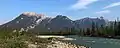 Chetamon Mountain (left), Esplanade Mountain and Gargoyle Mountain seen from Snaring River
