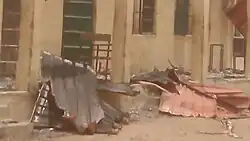 Image showing the damage to the school in the aftermath of the attack