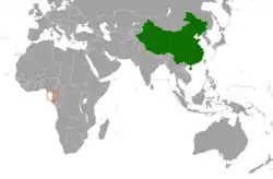 Map indicating locations of China and Equatorial Guinea